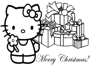 christmas hello kitty coloring page