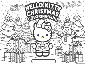 christmas hello kitty coloring page