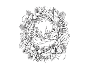 christmas wreath coloring pages