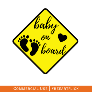 yellow free Baby on Board SVG