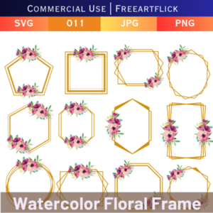 Beautiful Watercolor Floral Frame Image SVG Bundle