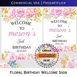 Floral Canva Editable Birthday Welcome Design