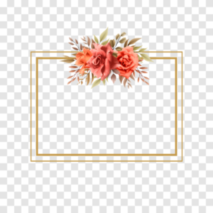 Transparent Downloadable Boxed Watercolor Floral Frame PNG