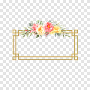 Free Boxed Rectangle Watercolor Floral Frame PNG Download