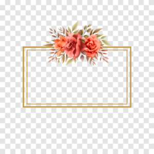 Free Boxed-Shape Transparent Watercolor Floral Frame PNG Download