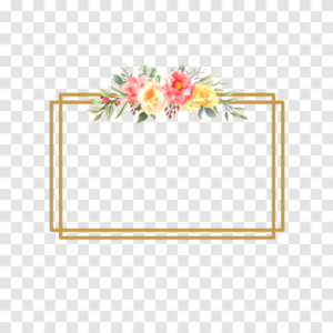 Download Free to use Boxed Watercolor Floral Frame PNG