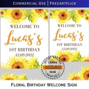 Free Editable Floral Birthday Welcome Sign