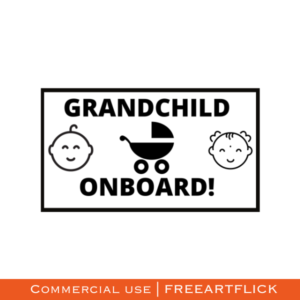 Black and White Grandchild Baby on Board SVG