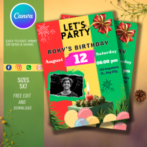 Best Editable Digital Birthday Invitation Template Download