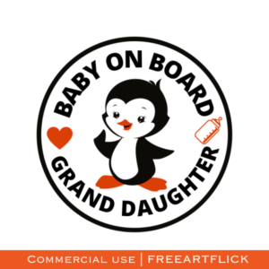 penguin baby on board free SVG