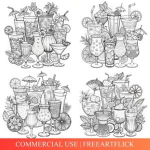 Cocktails Coloring Page