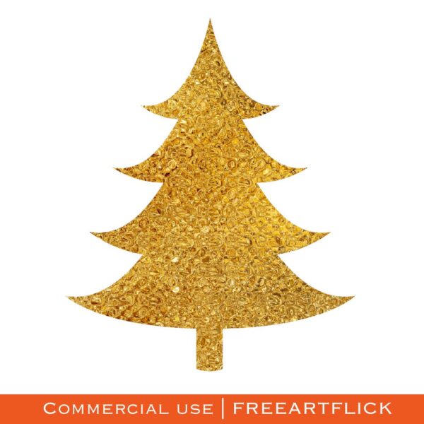 Gold Designed Christmas Tree SVG Free Download