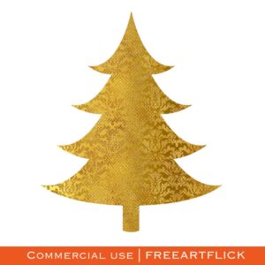 Gold Color Flower Designed Christmas Tree SVG Free Download