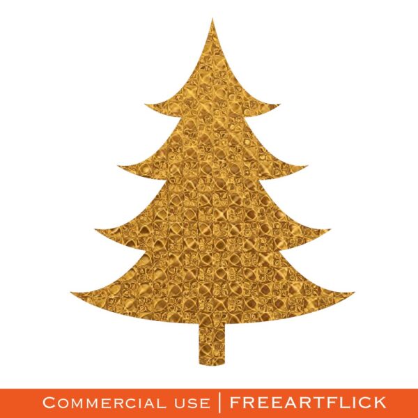 Gold Color Paper Designed Christmas Tree SVG