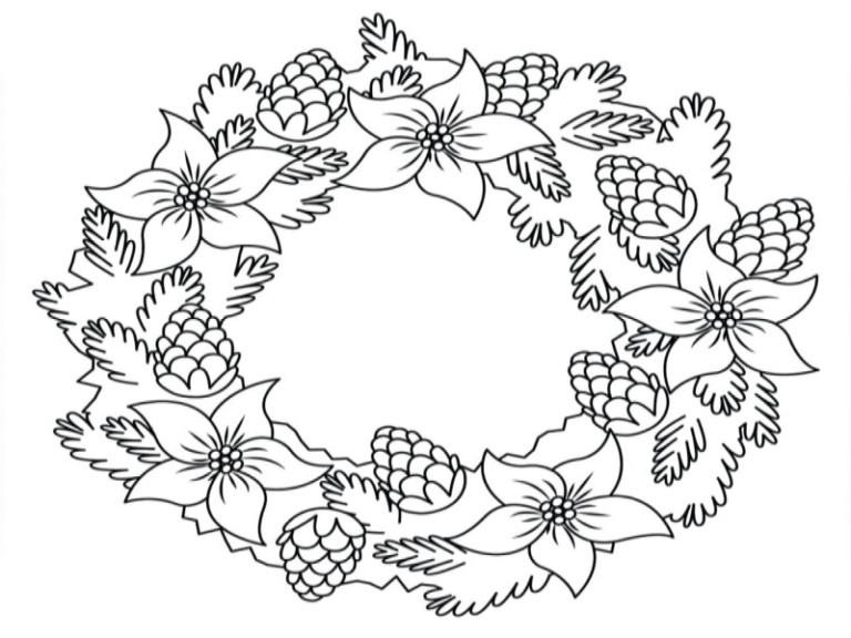 christmas wreath coloring pages