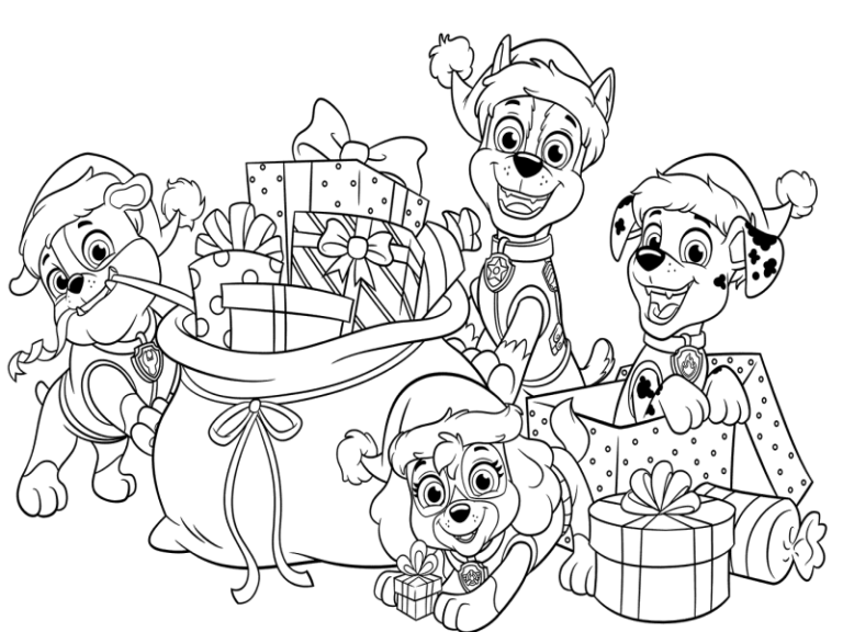 paw patrol christmas coloring pages