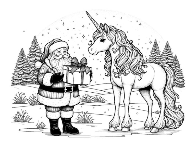 christmas unicorn coloring pages