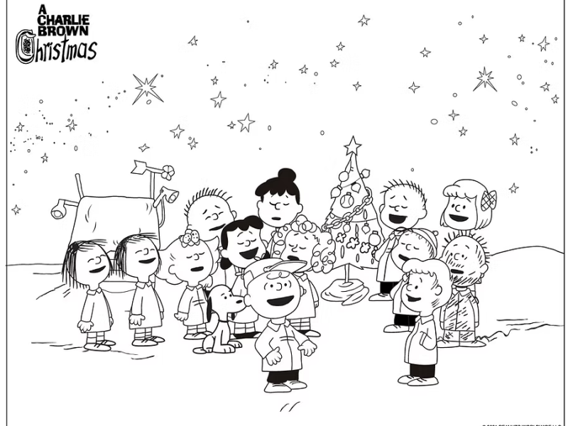 Peanuts Characters Christmas Coloring Pages