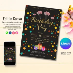 Easy-to-edit Digital Birthday Invitation Template