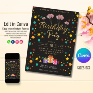 Easy-to-edit Digital Birthday Invitation Template