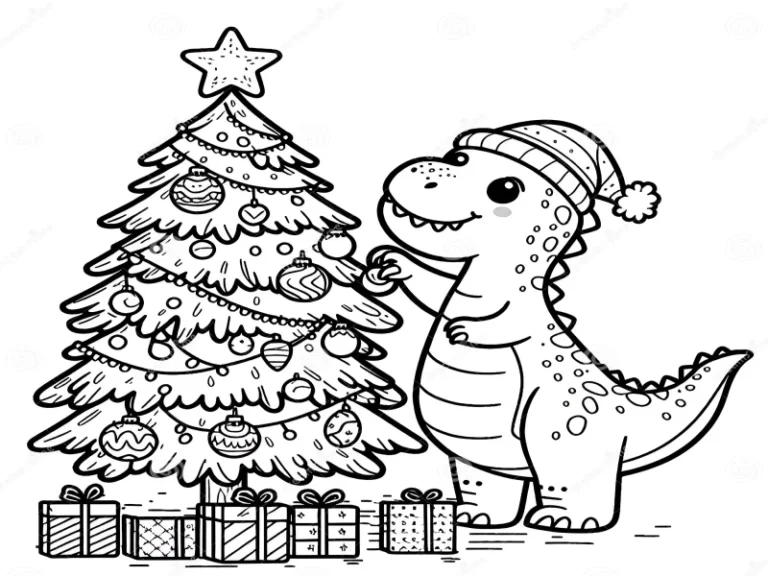 Christmas Dinosaur Coloring Pages